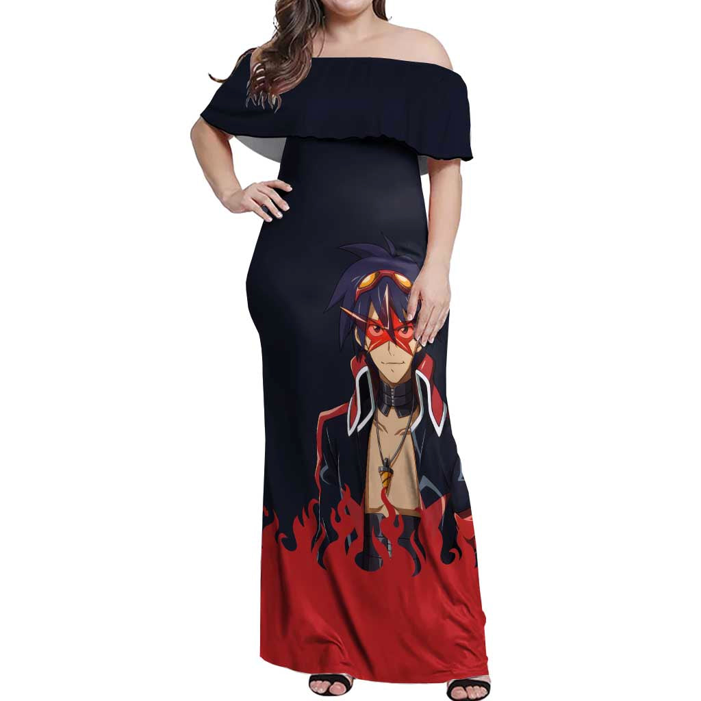 Simon - Tengen Toppa Guren Lagann Off Shoulder Maxi Dress Anime Style