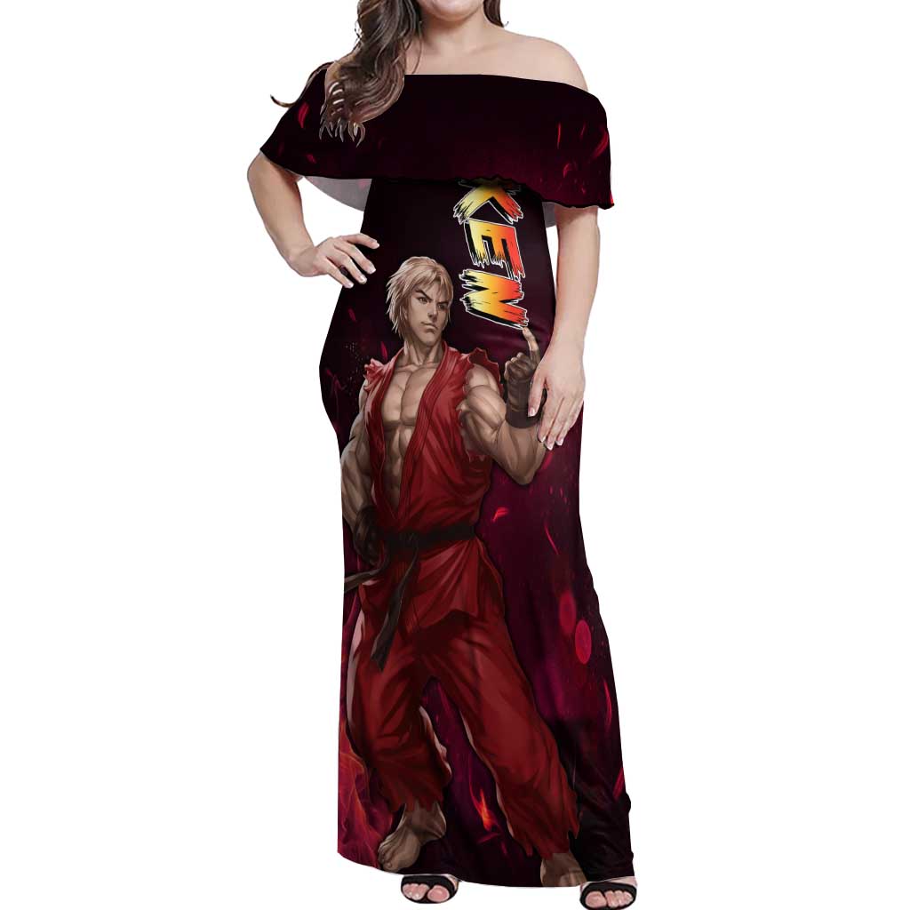 Ken - Street Fighter Off Shoulder Maxi Dress Anime Style