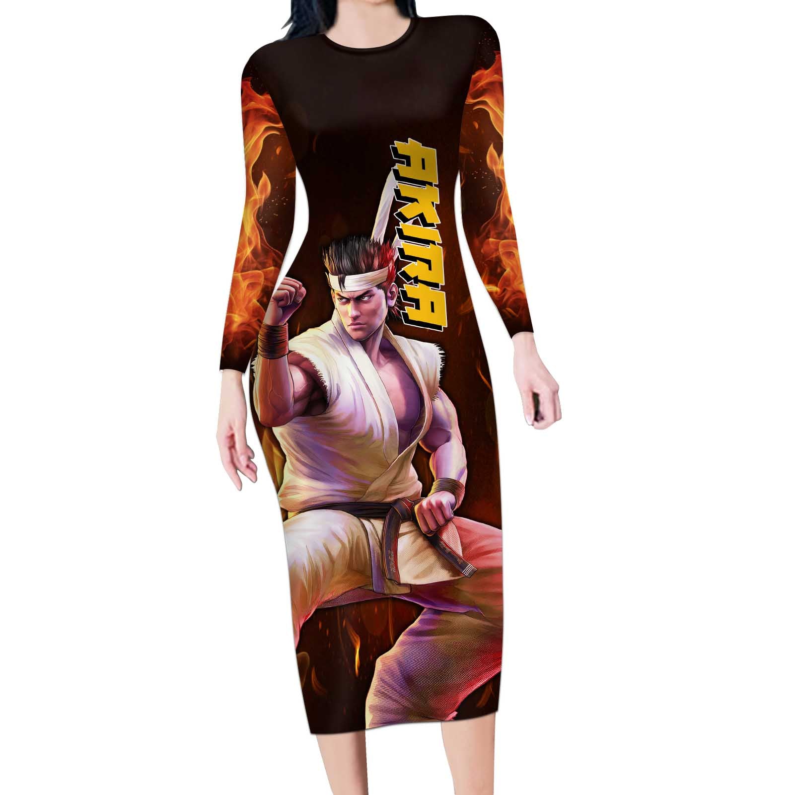 Akira - Fist Of The North Star Long Sleeve Bodycon Dress Anime Style