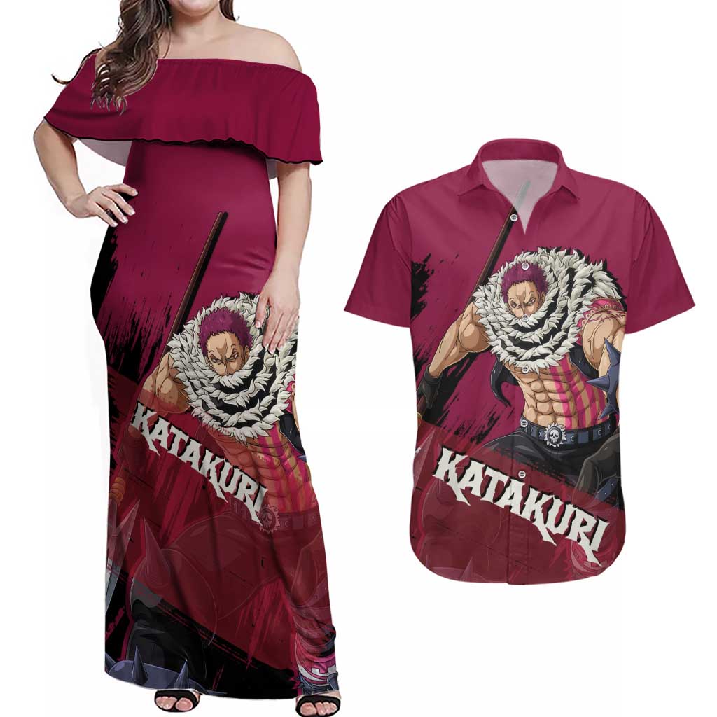 Charlotte Katakuri - One Piece Couples Matching Off Shoulder Maxi Dress and Hawaiian Shirt Anime Style
