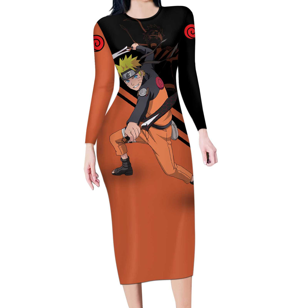 Uzumaki - Naruto Long Sleeve Bodycon Dress Anime Style
