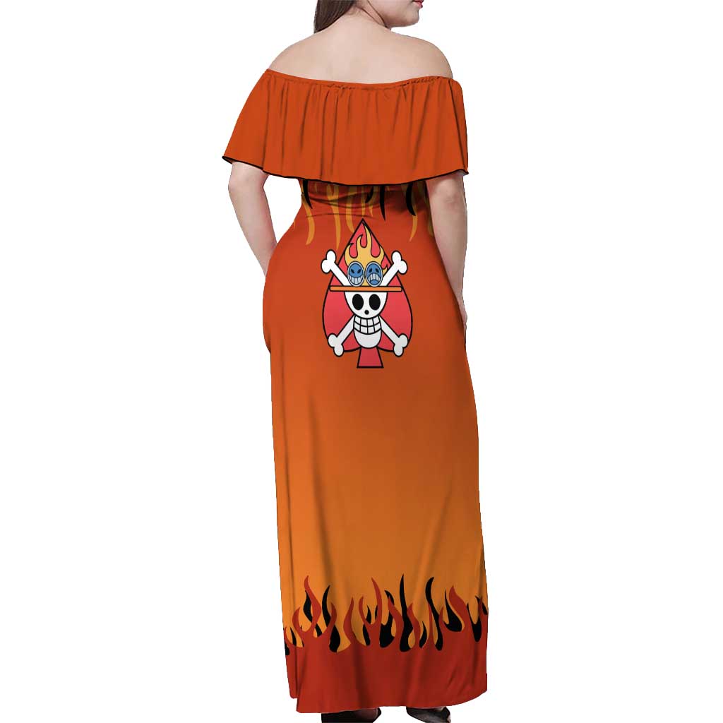 Portgas D. Ace - One Piece Off Shoulder Maxi Dress Anime Style