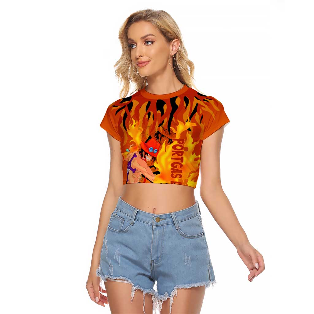 Portgas D. Ace - One Piece Raglan Cropped T Shirt Anime Style