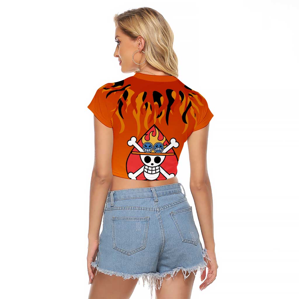 Portgas D. Ace - One Piece Raglan Cropped T Shirt Anime Style