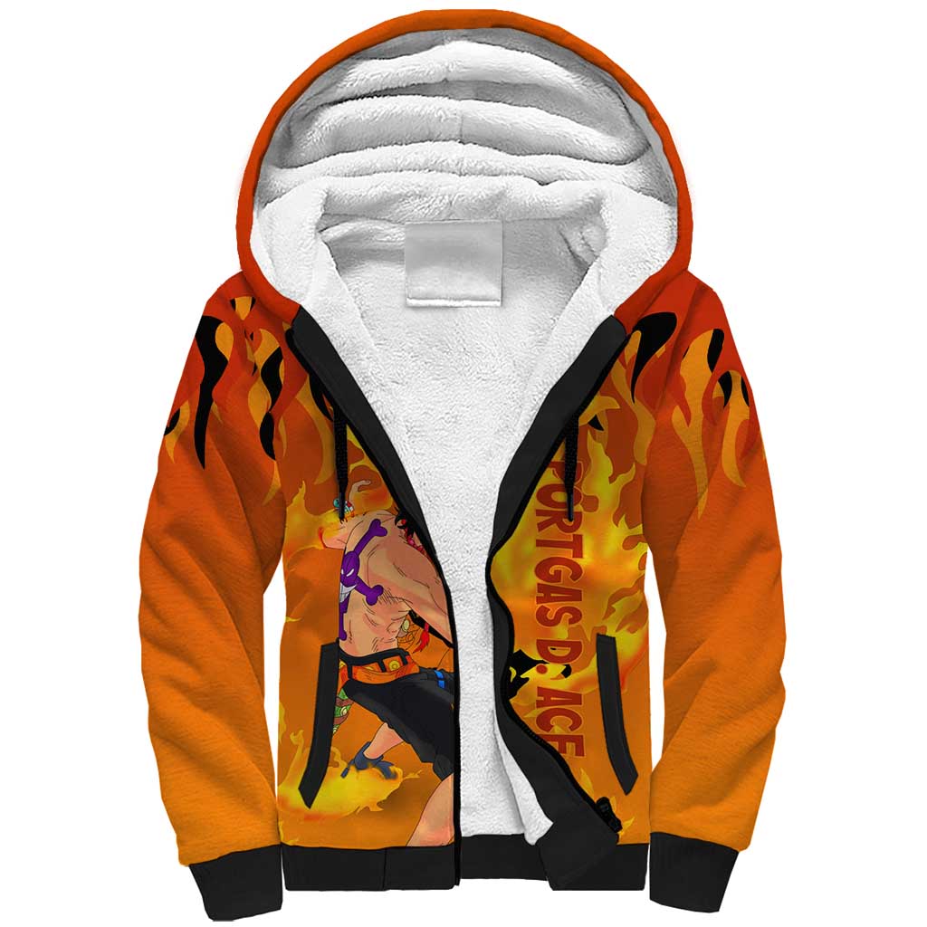 Portgas D. Ace - One Piece Sherpa Hoodie Anime Style