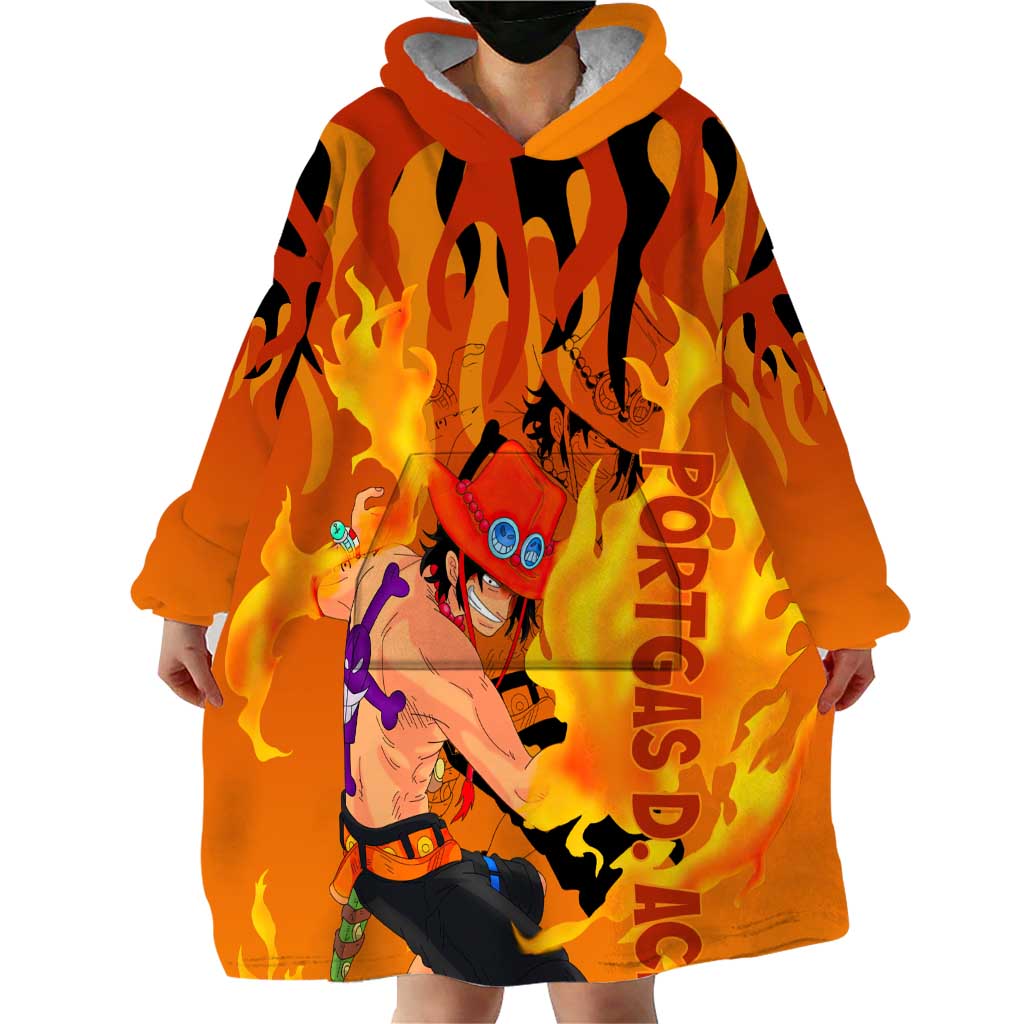 Portgas D. Ace - One Piece Wearable Blanket Hoodie Anime Style