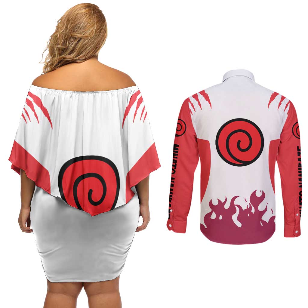 Minato Namikaze - Naruto Couples Matching Off Shoulder Short Dress and Long Sleeve Button Shirt Anime Style