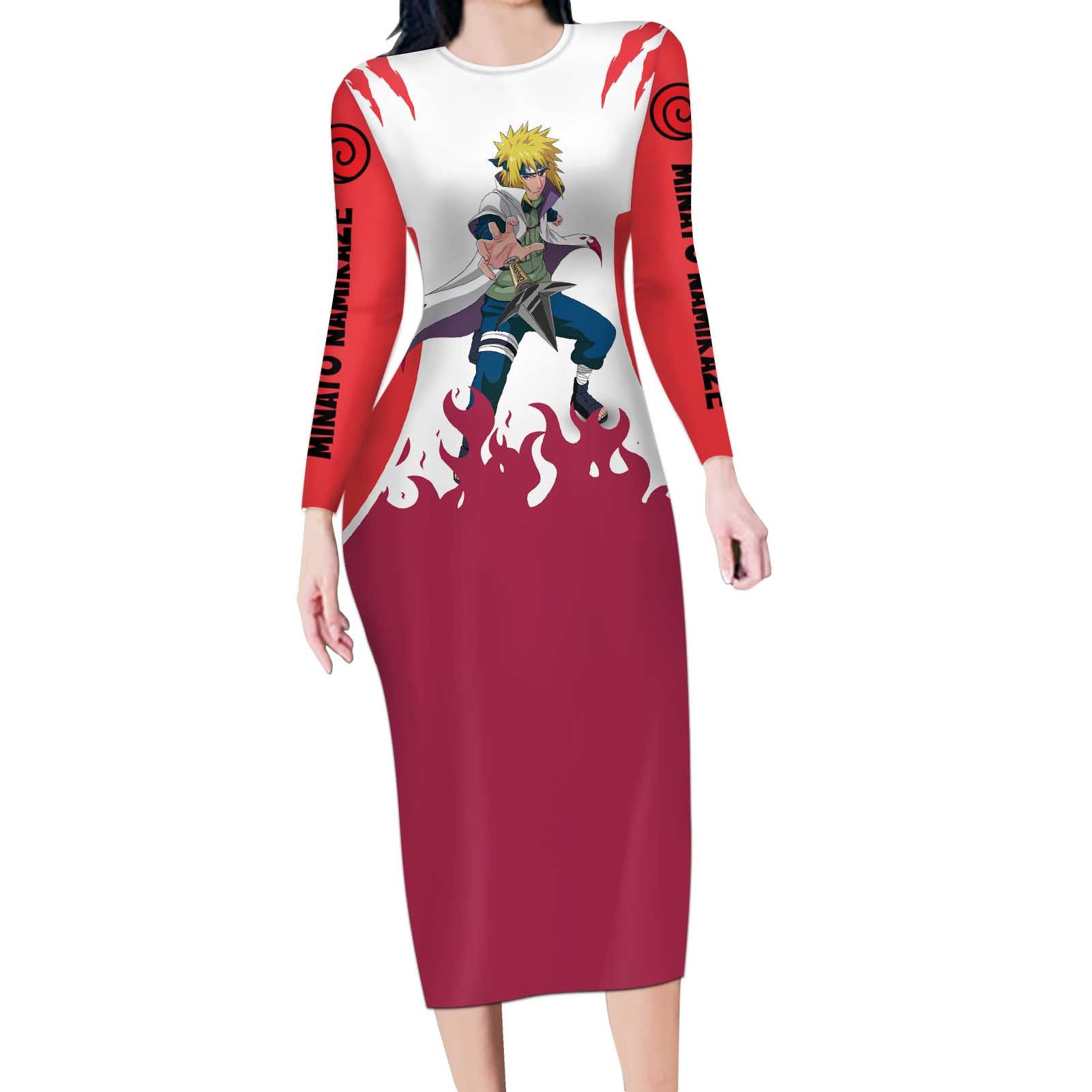 Minato Namikaze - Naruto Long Sleeve Bodycon Dress Anime Style