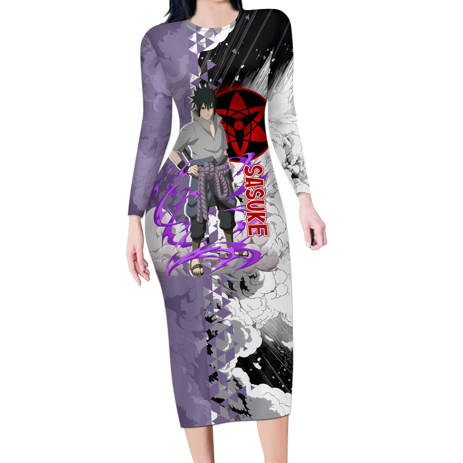 Uchiha Sasuke - Naruto Long Sleeve Bodycon Dress Anime Style