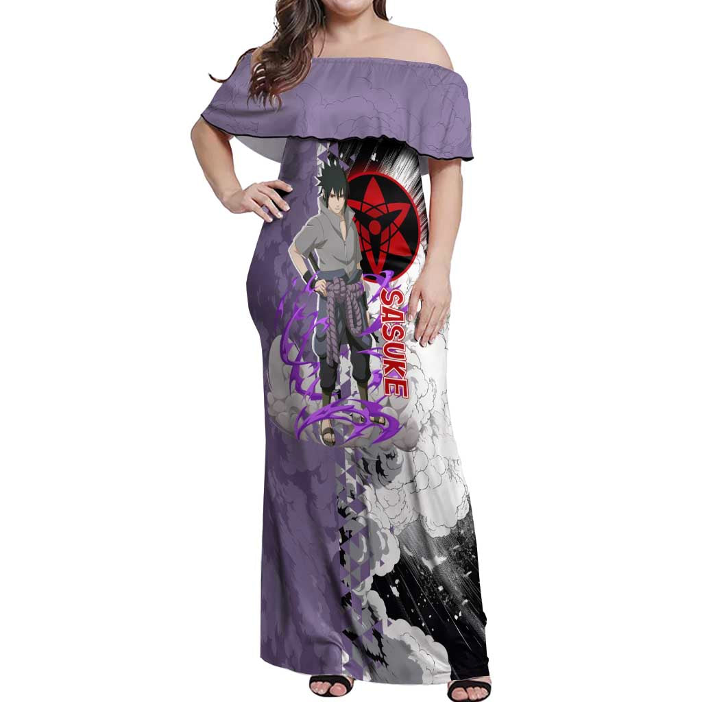 Uchiha Sasuke - Naruto Off Shoulder Maxi Dress Anime Style