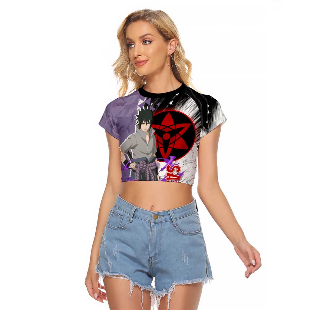 Uchiha Sasuke - Naruto Raglan Cropped T Shirt Anime Style