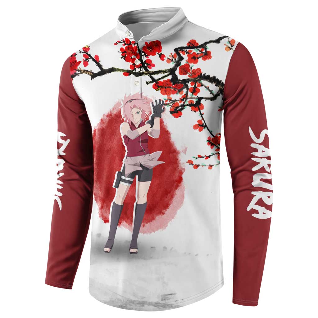 Sakura Haruno - Dragon Ball Button Sweatshirt Anime Style