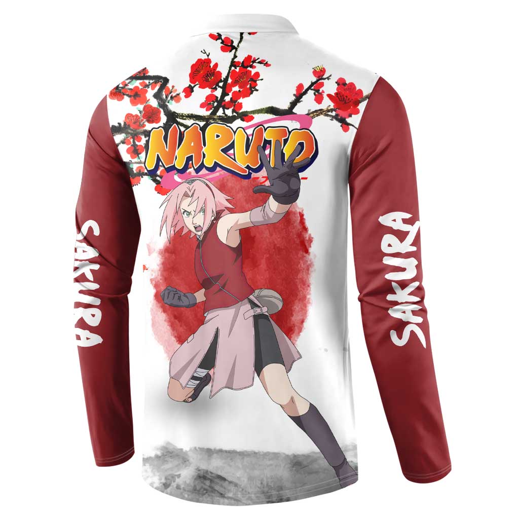 Sakura Haruno - Dragon Ball Button Sweatshirt Anime Style