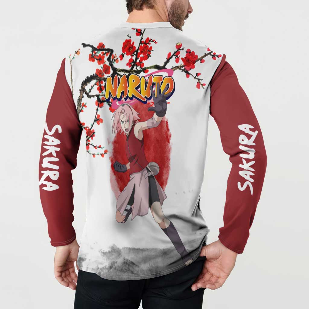 Sakura Haruno - Dragon Ball Button Sweatshirt Anime Style