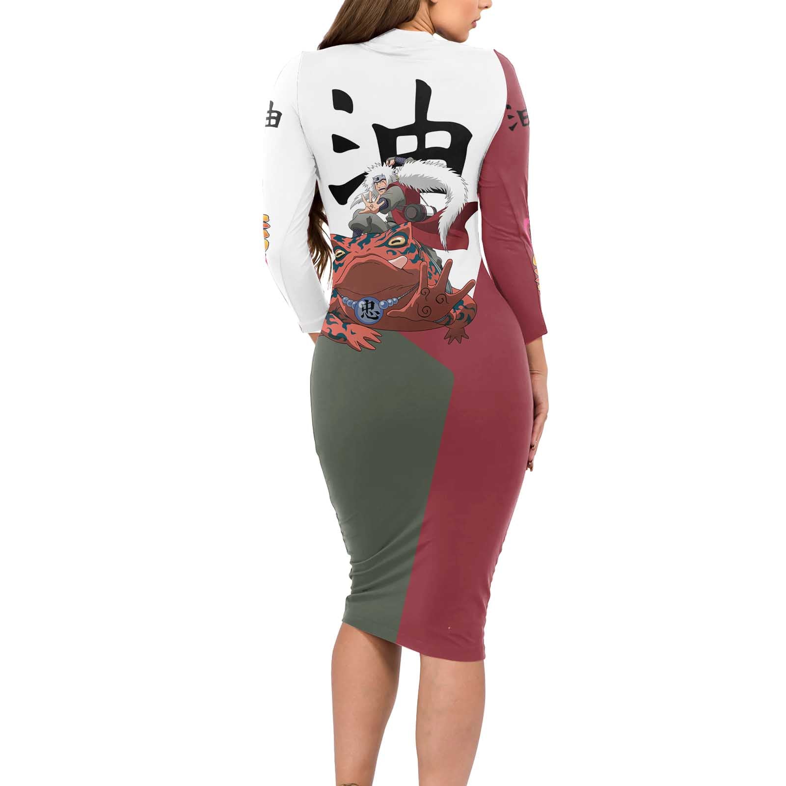 Jiraiya - Naruto Long Sleeve Bodycon Dress Anime Style