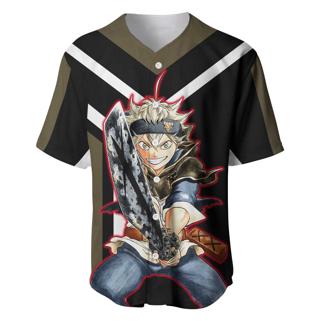 Asta Black Clover Baseball Jersey with Anti-Magic Sword and Fierce Battle Pose Design - The Mazicc
