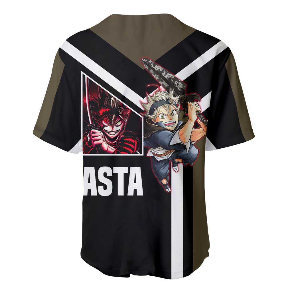 Asta Black Clover Baseball Jersey with Anti-Magic Sword and Fierce Battle Pose Design - The Mazicc