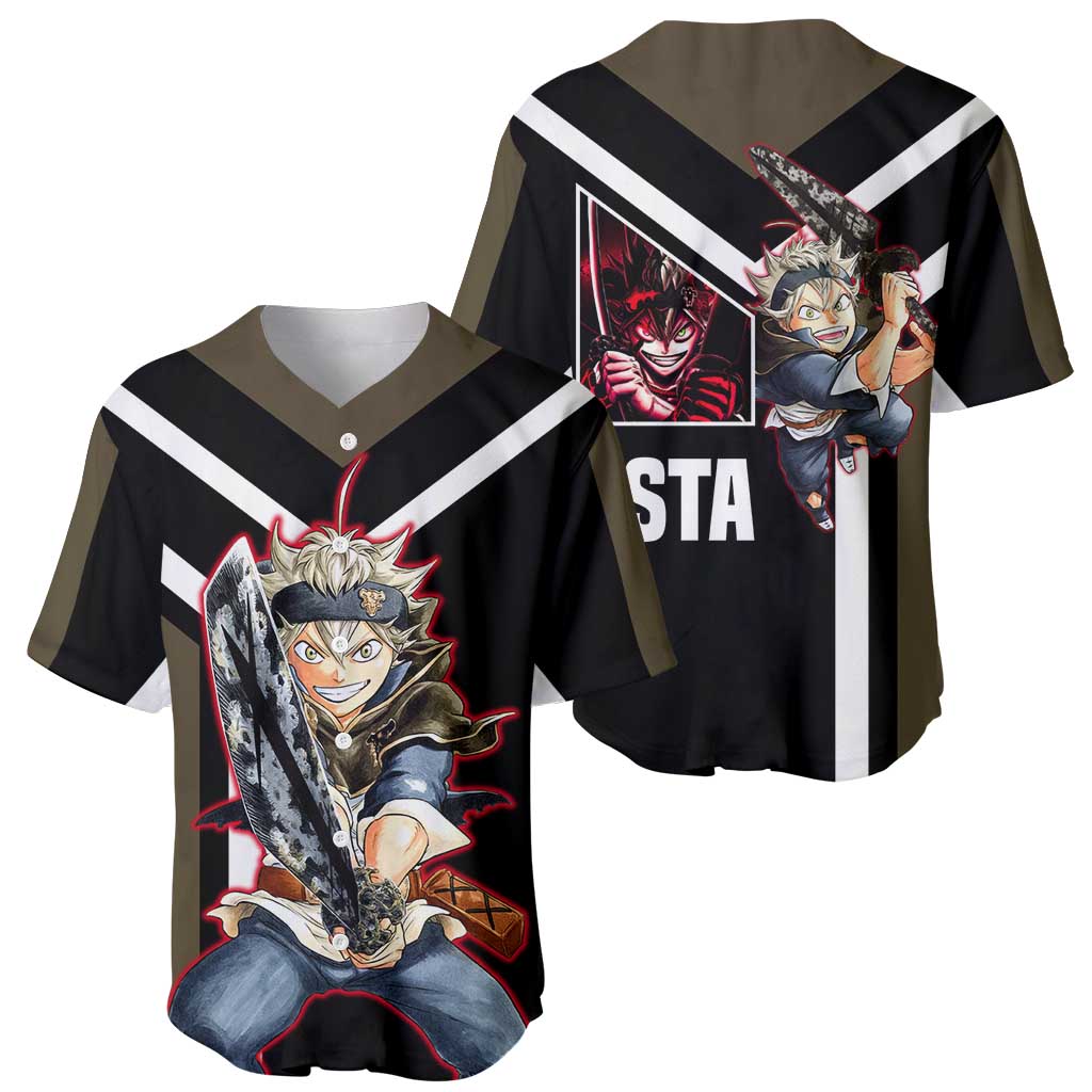 Asta Black Clover Baseball Jersey with Anti-Magic Sword and Fierce Battle Pose Design - The Mazicc