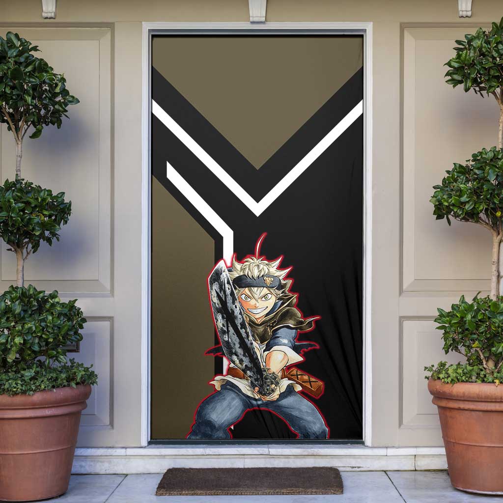 Asta Black Clover Door Cover with Anti-Magic Sword and Fierce Battle Pose Design - The Mazicc