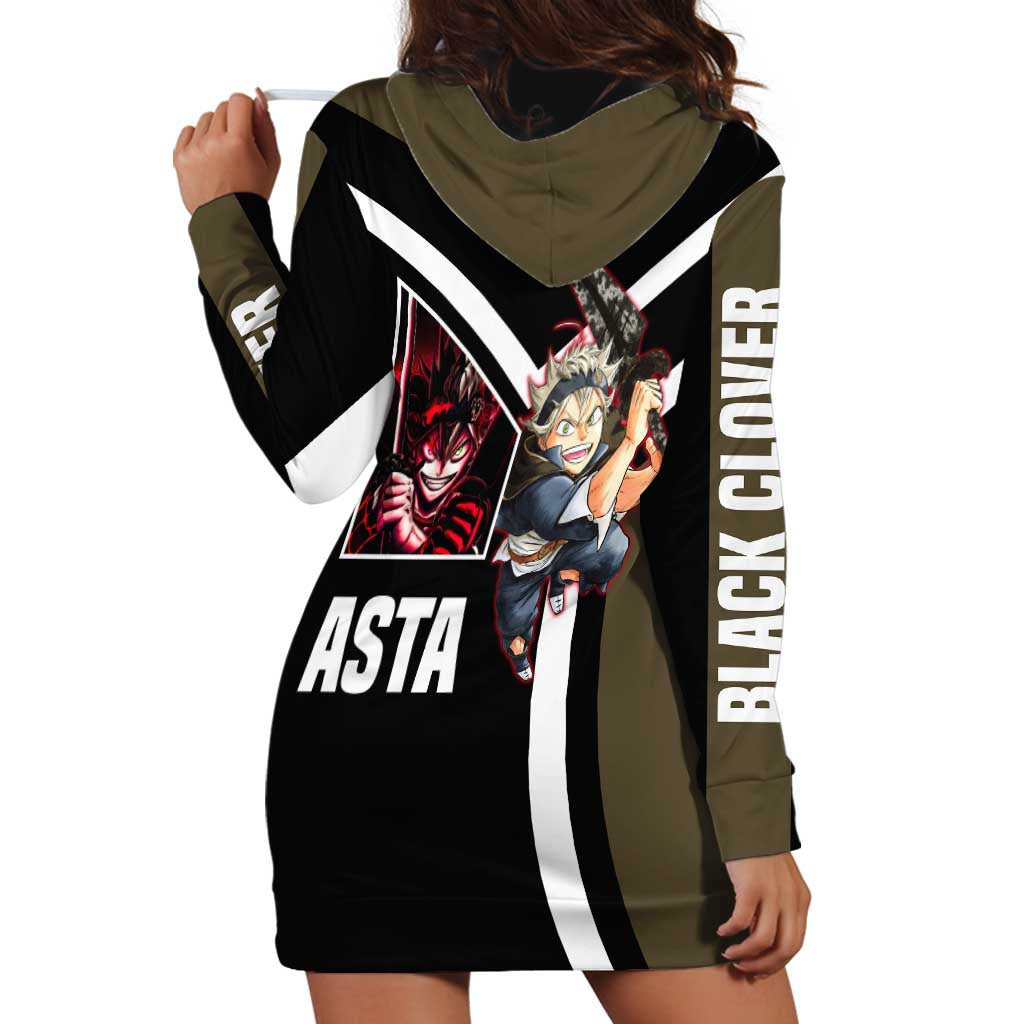 Asta Black Clover Hoodie Dress with Anti-Magic Sword and Fierce Battle Pose Design - The Mazicc