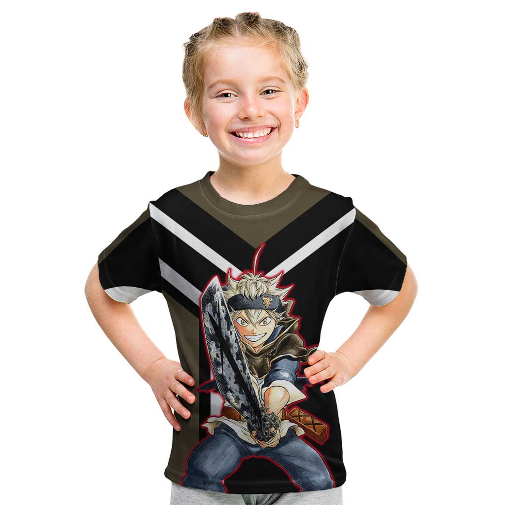 Asta Black Clover Kid T Shirt with Anti-Magic Sword and Fierce Battle Pose Design - The Mazicc