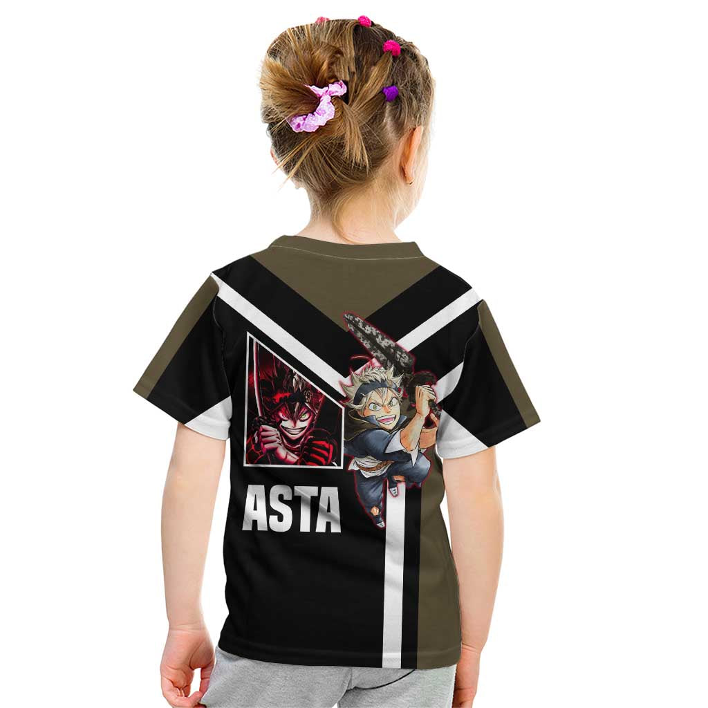 Asta Black Clover Kid T Shirt with Anti-Magic Sword and Fierce Battle Pose Design - The Mazicc