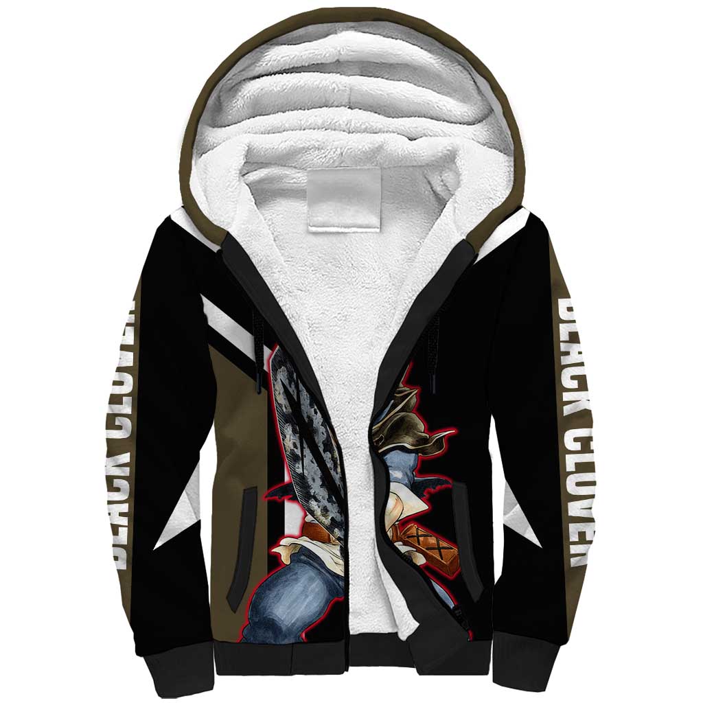 Asta Black Clover Sherpa Hoodie with Anti-Magic Sword and Fierce Battle Pose Design - The Mazicc