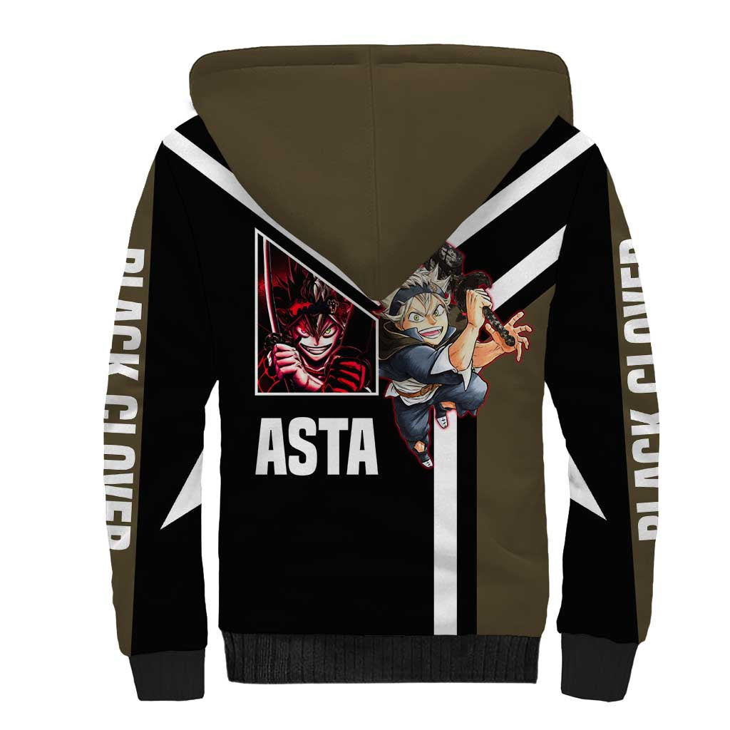 Asta Black Clover Sherpa Hoodie with Anti-Magic Sword and Fierce Battle Pose Design - The Mazicc