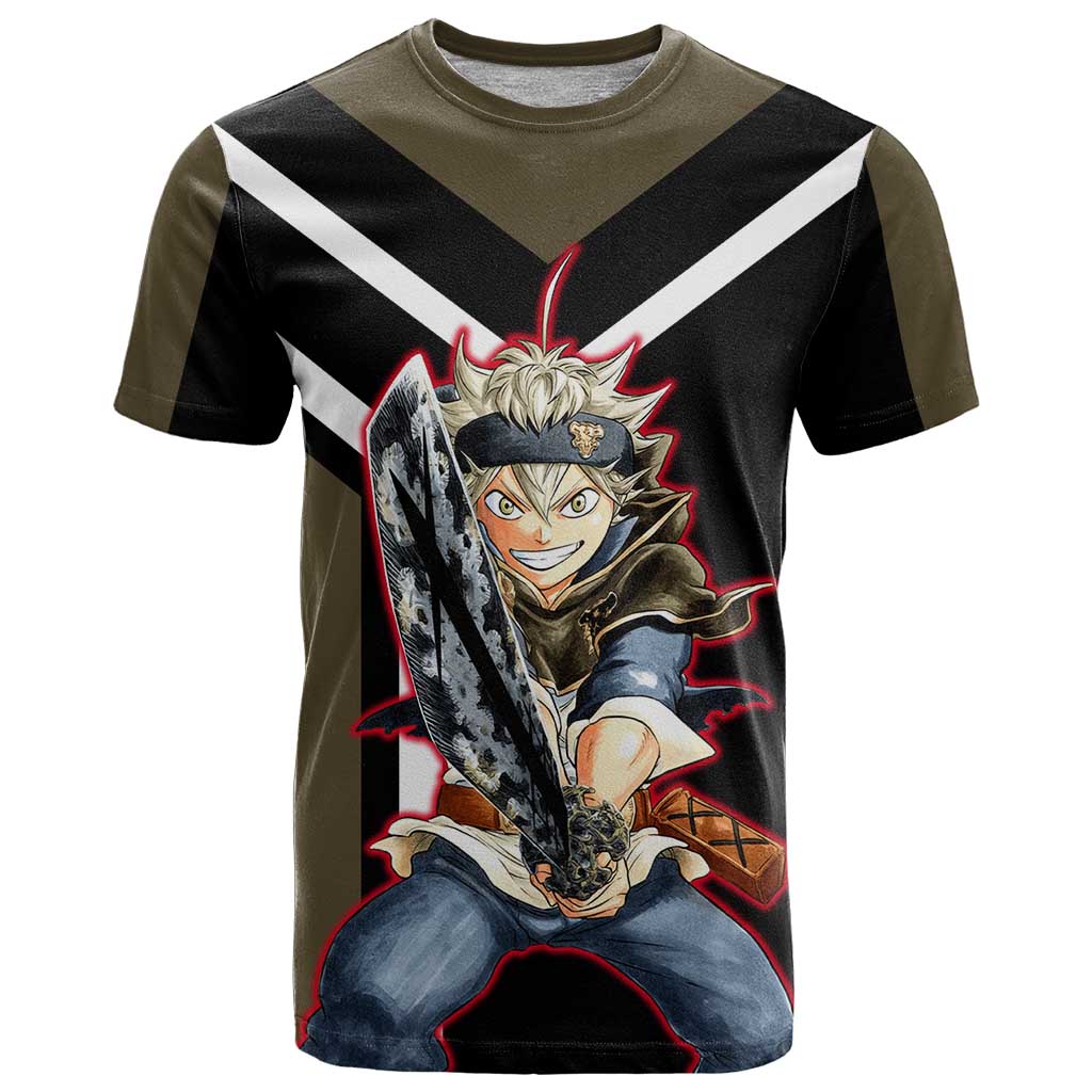 Asta Black Clover T Shirt with Anti-Magic Sword and Fierce Battle Pose Design - The Mazicc