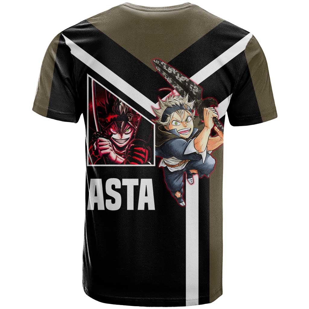 Asta Black Clover T Shirt with Anti-Magic Sword and Fierce Battle Pose Design - The Mazicc