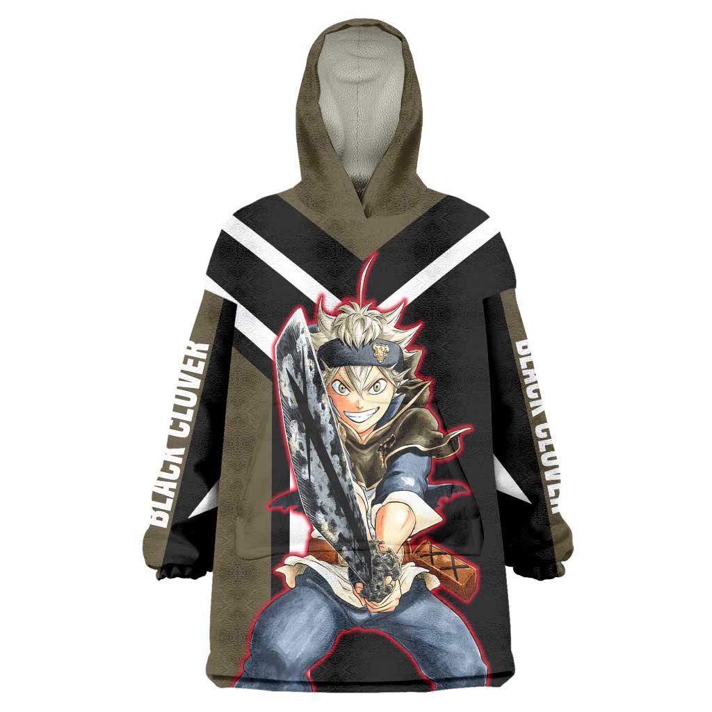 Asta Black Clover Wearable Blanket Hoodie with Anti-Magic Sword and Fierce Battle Pose Design - The Mazicc