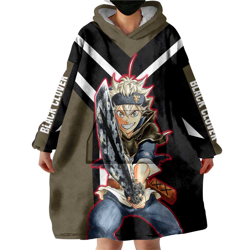 Asta Black Clover Wearable Blanket Hoodie with Anti-Magic Sword and Fierce Battle Pose Design - The Mazicc