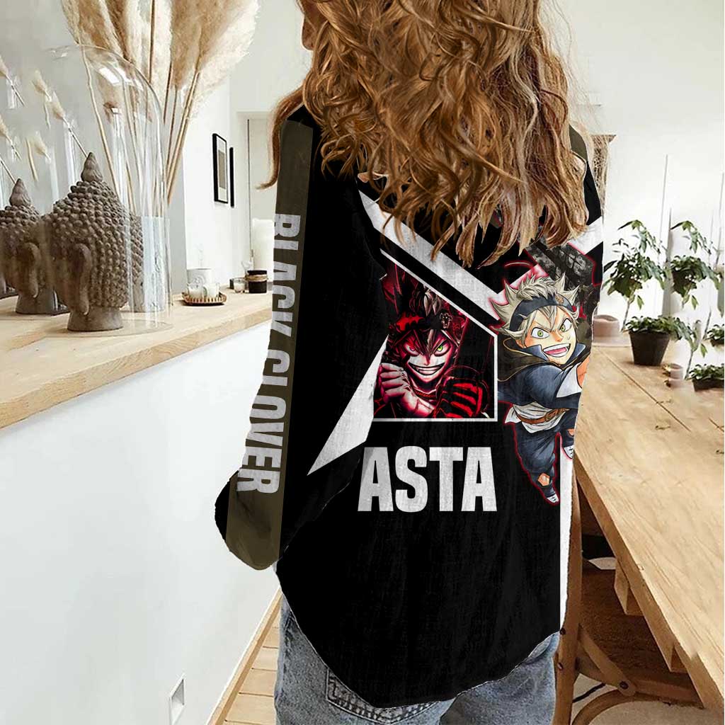 Asta Black Clover Women Casual Shirt with Anti-Magic Sword and Fierce Battle Pose Design - The Mazicc