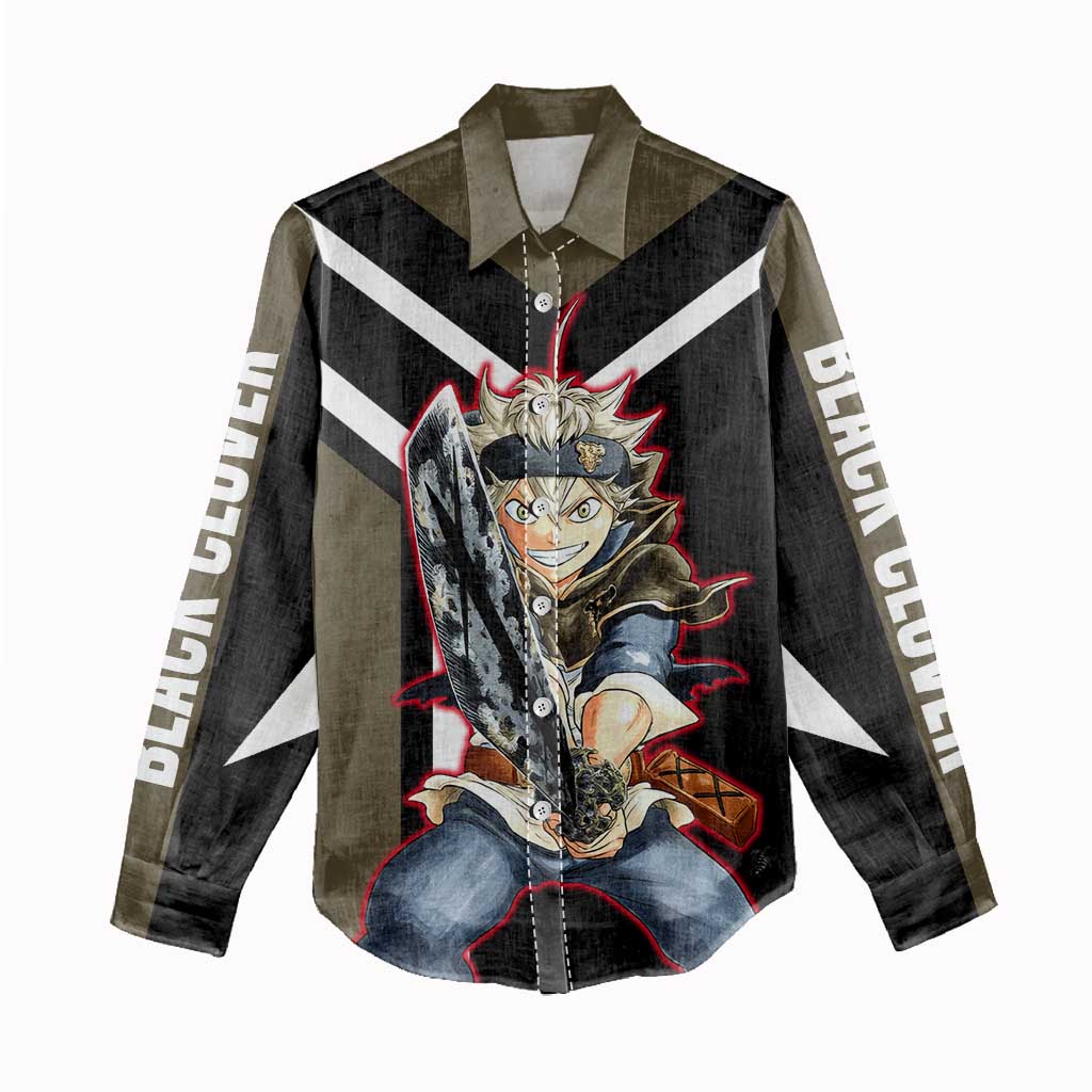 Asta Black Clover Women Casual Shirt with Anti-Magic Sword and Fierce Battle Pose Design - The Mazicc