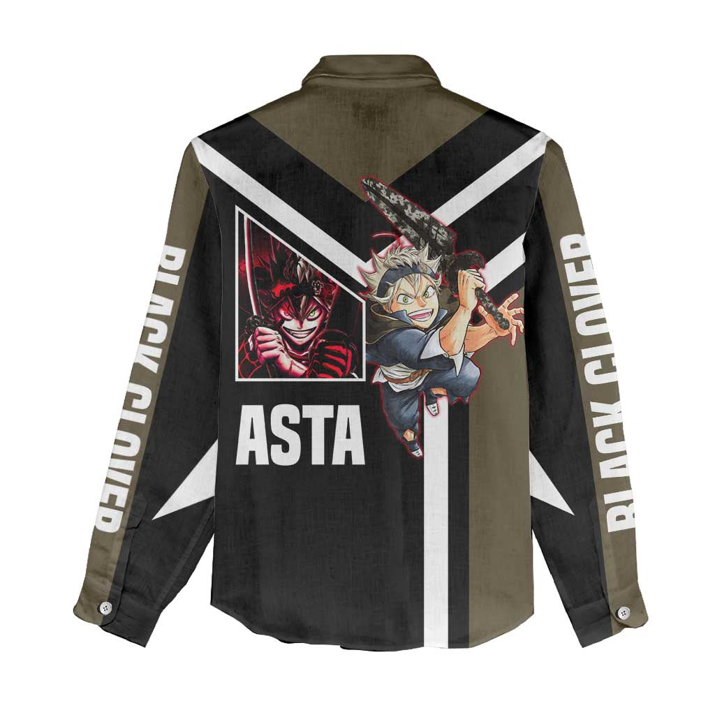 Asta Black Clover Women Casual Shirt with Anti-Magic Sword and Fierce Battle Pose Design - The Mazicc
