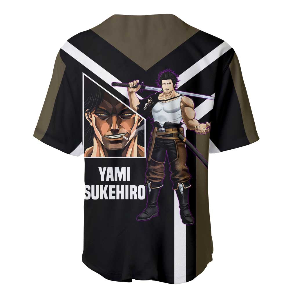 Yami Sukehiro Black Clover Baseball Jersey with Dark Magic Pose and Powerful Battle Design - The Mazicc