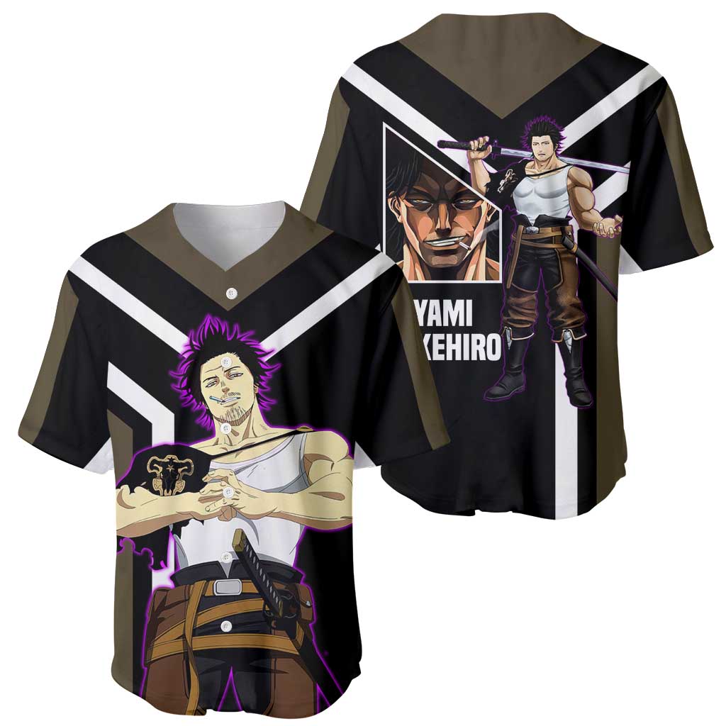 Yami Sukehiro Black Clover Baseball Jersey with Dark Magic Pose and Powerful Battle Design - The Mazicc
