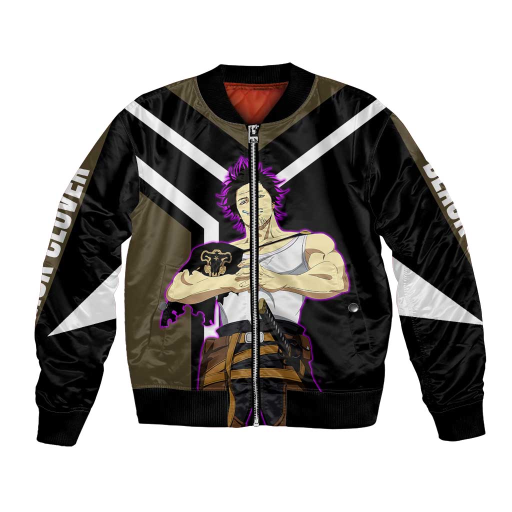 Yami Sukehiro Black Clover Bomber Jacket with Dark Magic Pose and Powerful Battle Design - The Mazicc