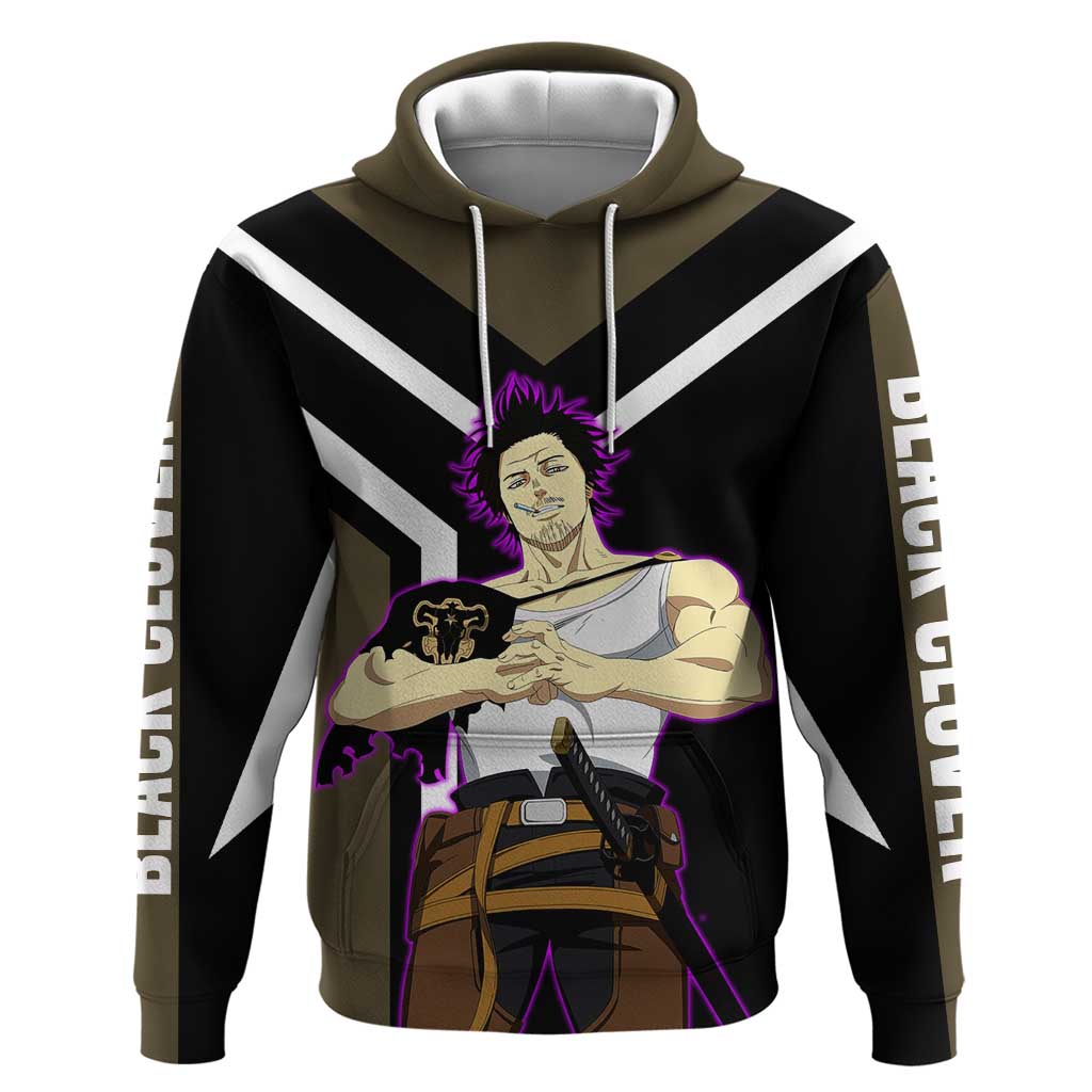 Yami Sukehiro Black Clover Hoodie with Dark Magic Pose and Powerful Battle Design - The Mazicc
