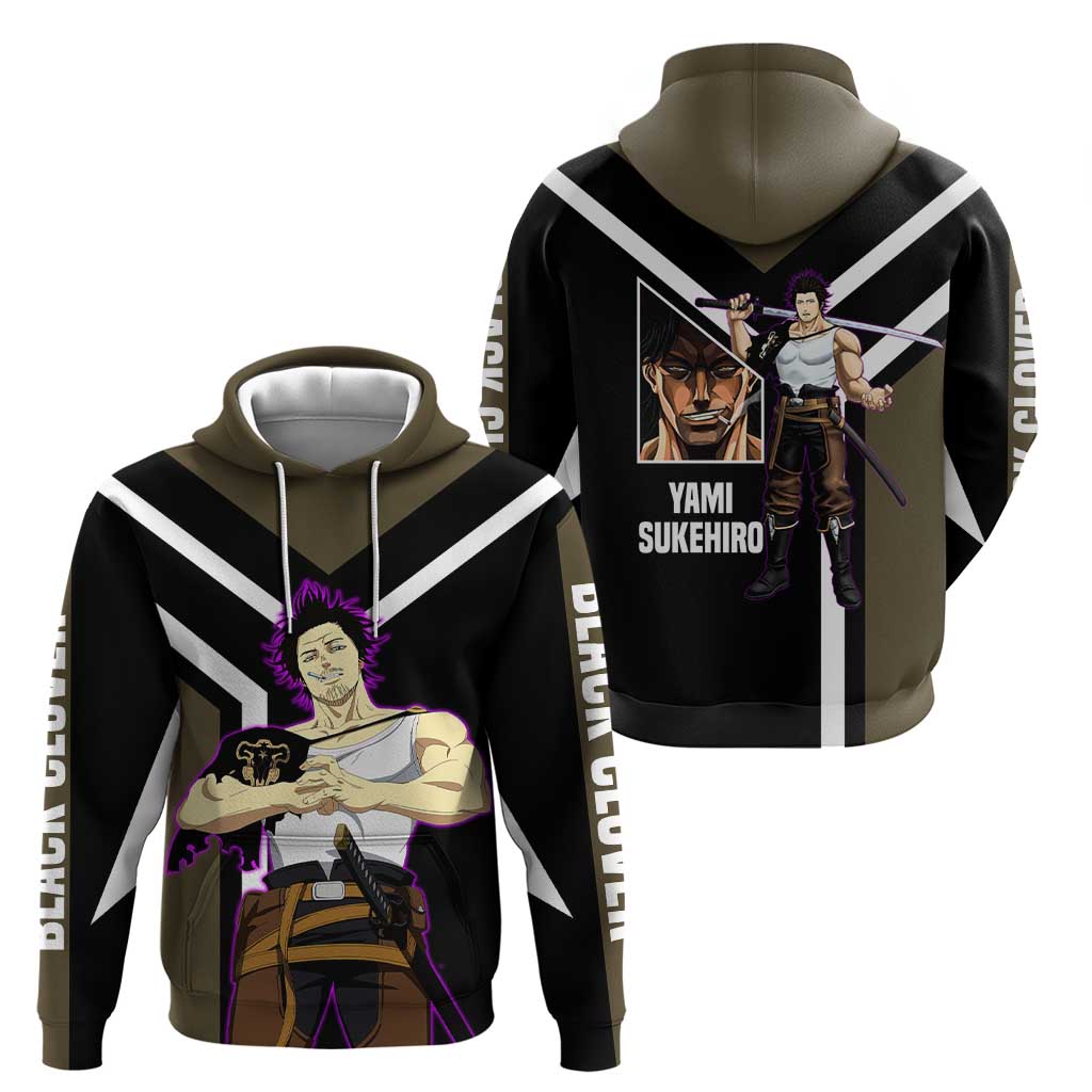 Yami Sukehiro Black Clover Hoodie with Dark Magic Pose and Powerful Battle Design - The Mazicc