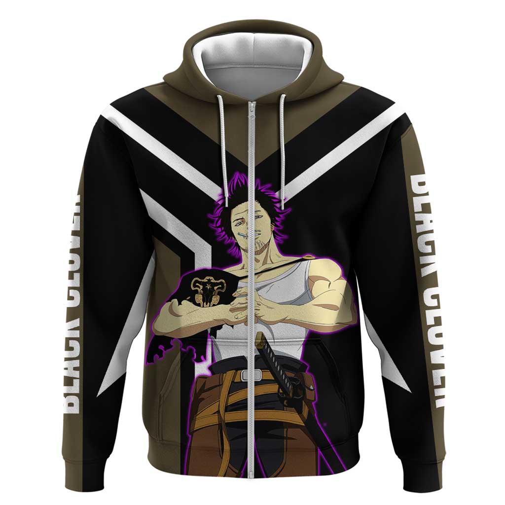 Yami Sukehiro Black Clover Hoodie with Dark Magic Pose and Powerful Battle Design - The Mazicc