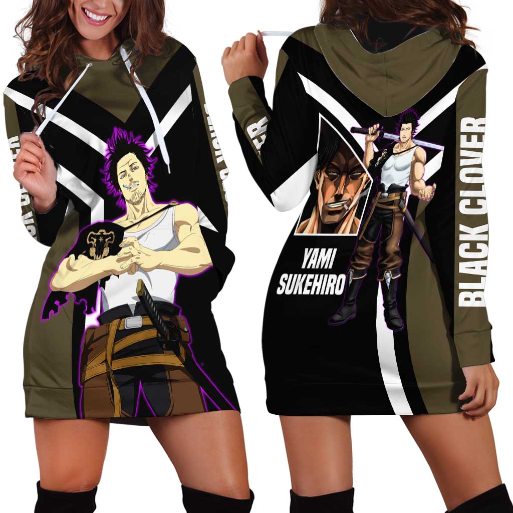 Yami Sukehiro Black Clover Hoodie Dress with Dark Magic Pose and Powerful Battle Design - The Mazicc
