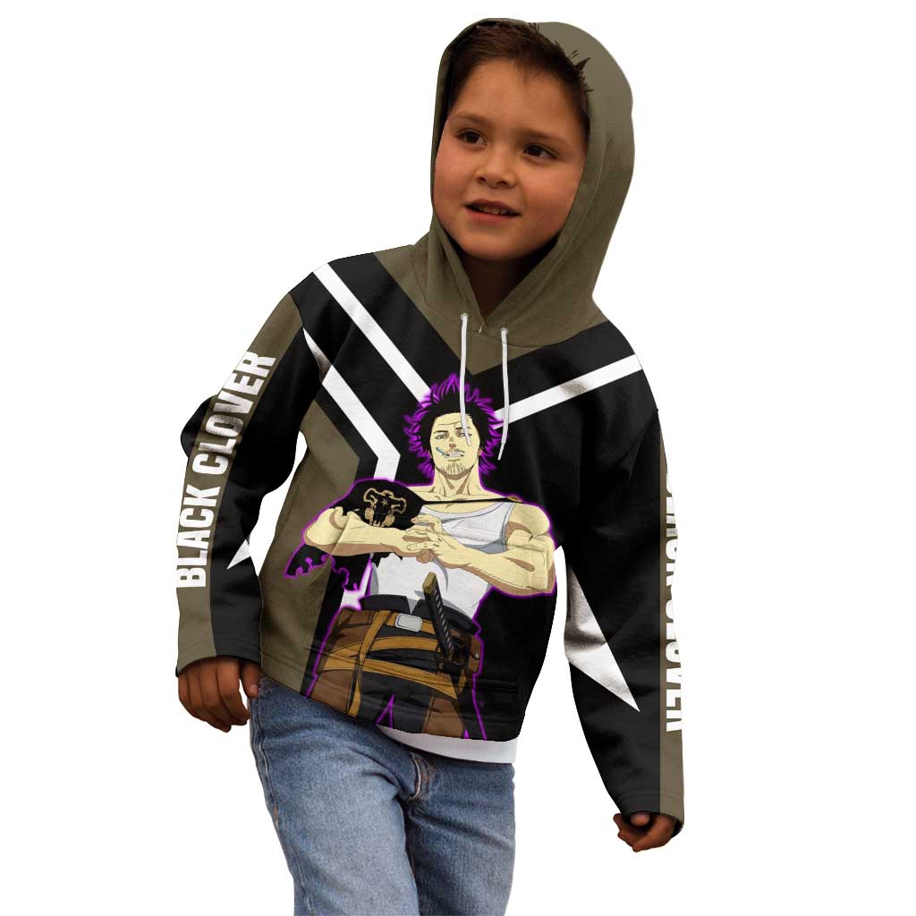 Yami Sukehiro Black Clover Kid Hoodie with Dark Magic Pose and Powerful Battle Design - The Mazicc