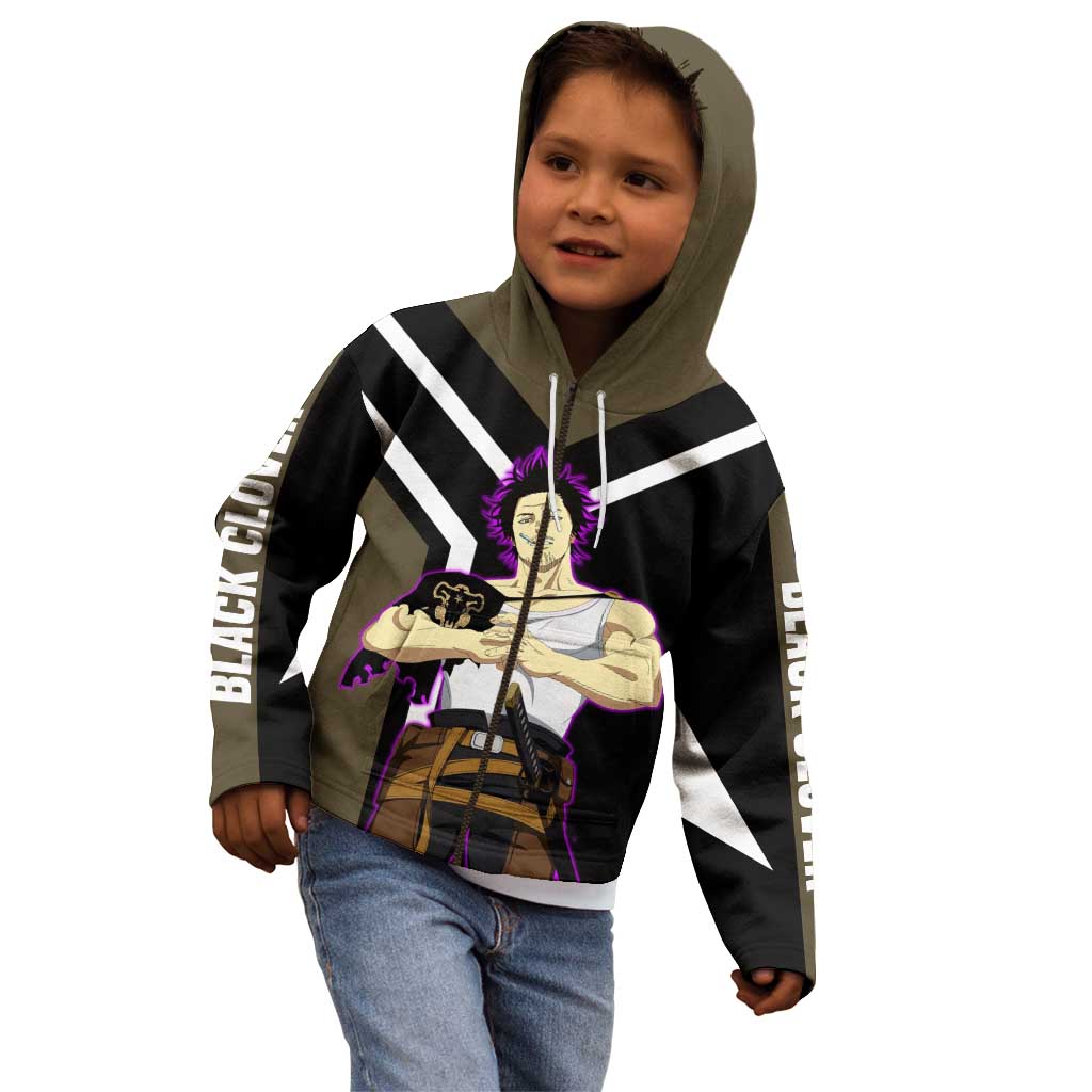 Yami Sukehiro Black Clover Kid Hoodie with Dark Magic Pose and Powerful Battle Design - The Mazicc