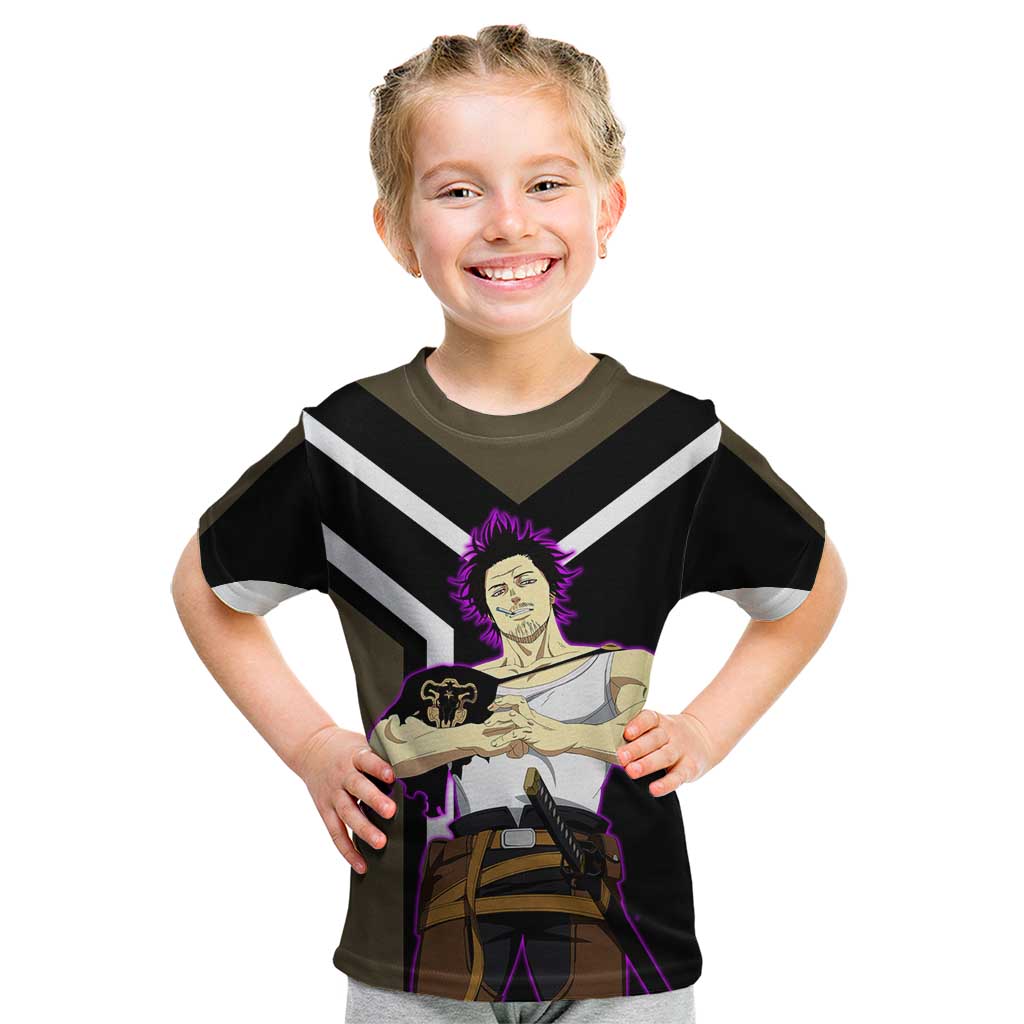 Yami Sukehiro Black Clover Kid T Shirt with Dark Magic Pose and Powerful Battle Design - The Mazicc