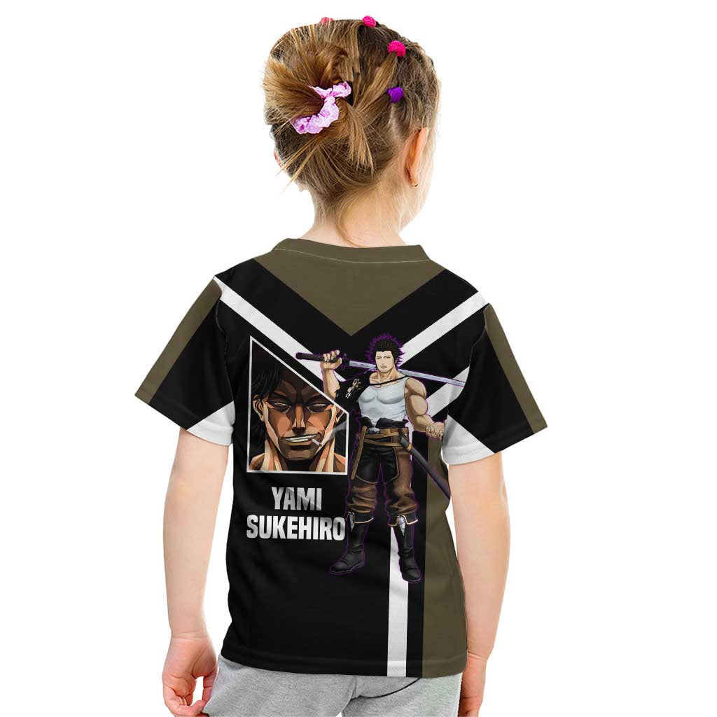 Yami Sukehiro Black Clover Kid T Shirt with Dark Magic Pose and Powerful Battle Design - The Mazicc