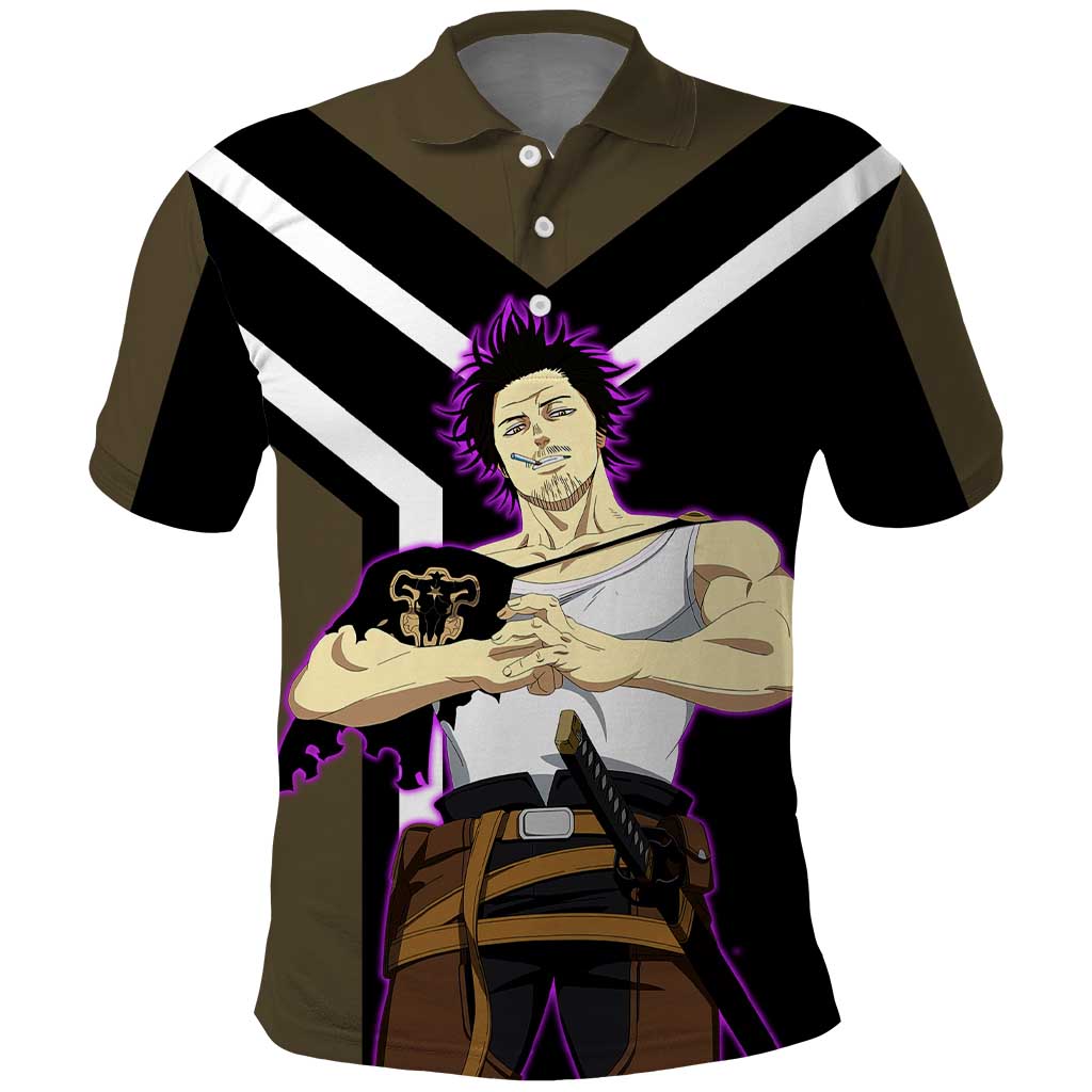 Yami Sukehiro Black Clover Polo Shirt with Dark Magic Pose and Powerful Battle Design - The Mazicc