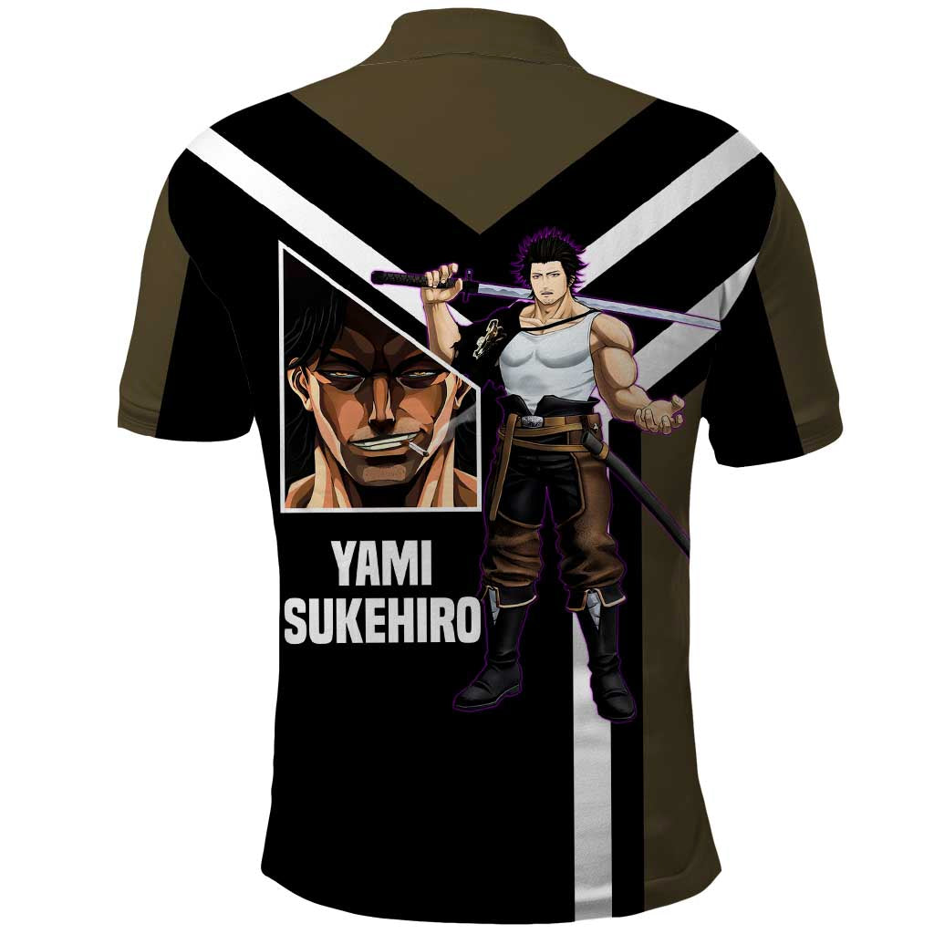 Yami Sukehiro Black Clover Polo Shirt with Dark Magic Pose and Powerful Battle Design - The Mazicc