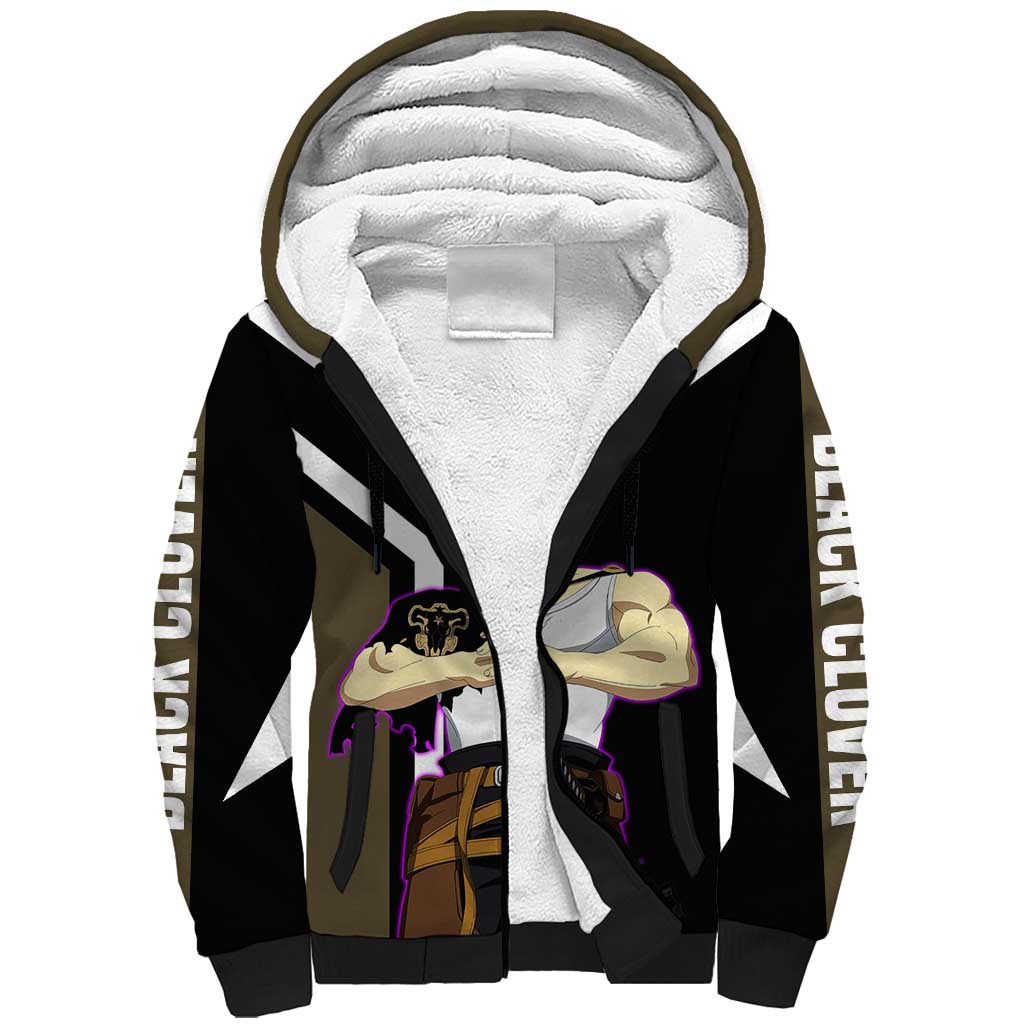 Yami Sukehiro Black Clover Sherpa Hoodie with Dark Magic Pose and Powerful Battle Design - The Mazicc