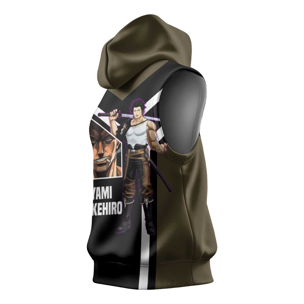 Yami Sukehiro Black Clover Sleeveless Hoodie with Dark Magic Pose and Powerful Battle Design - The Mazicc